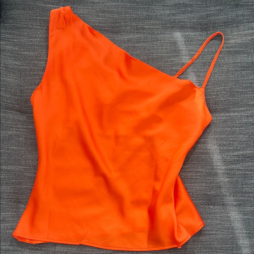 Nasty Gal Orange Asymmetrical Satin Top